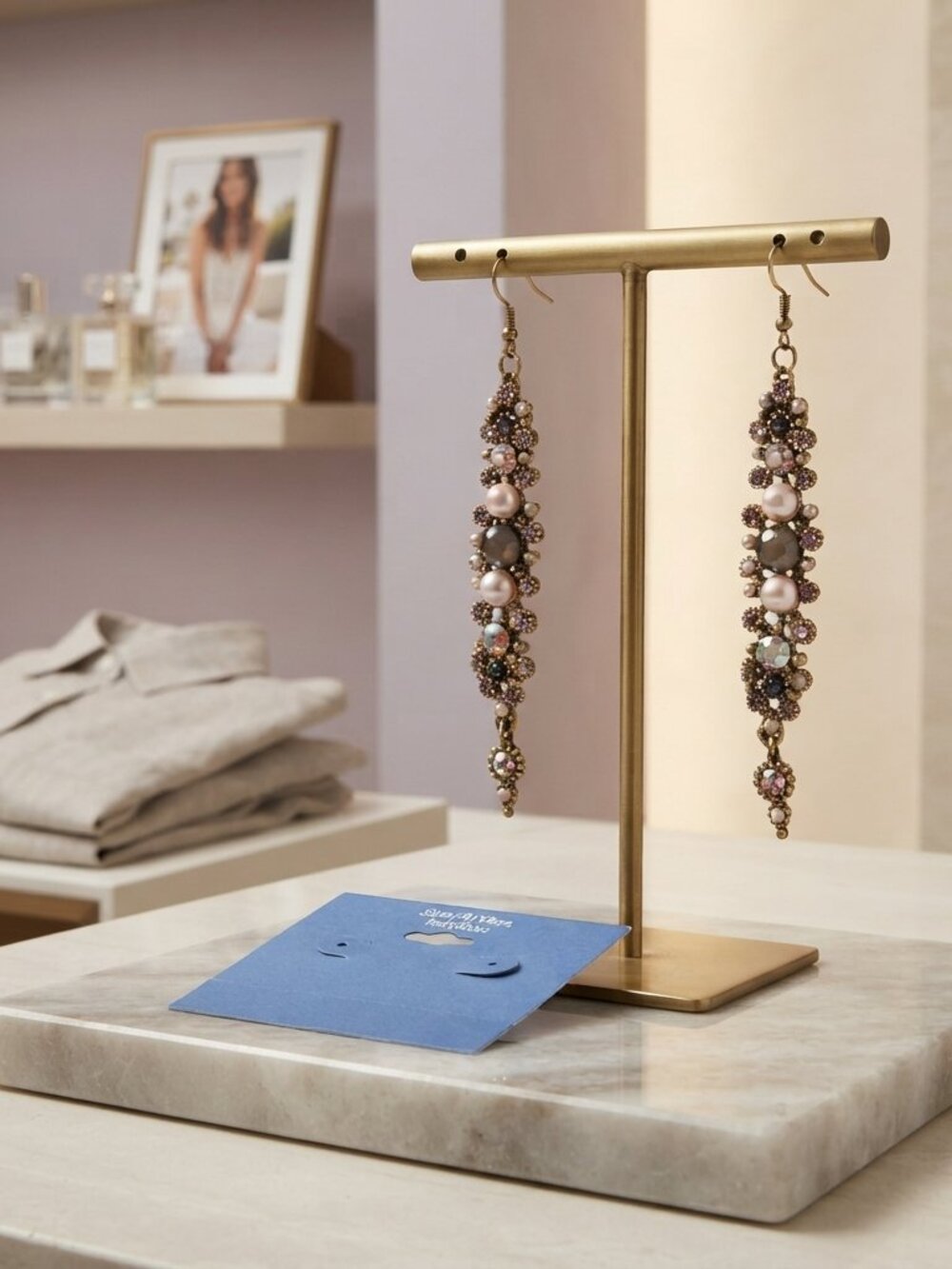 Simply Vera Vera Wang Long Rhinestone & Pearl Statement Earrings